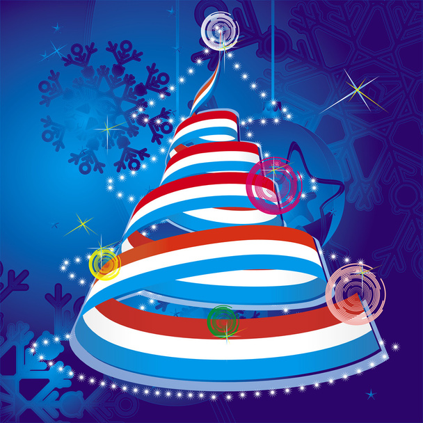 Tema de Natal - árvore de xmas com espiral streamer em cores da bandeira nacional
 - Vetor, Imagem