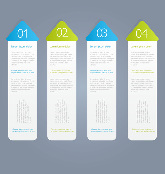 Business infographics template for presentation, education, web design, banners, brochures, flyers. Blue and green tabs. - Vector, afbeelding
