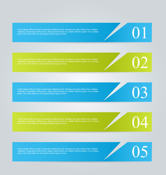 Business infographics template for presentation, education, web design, banners, brochures, flyers. Blue and green tabs. - Vetor, Imagem