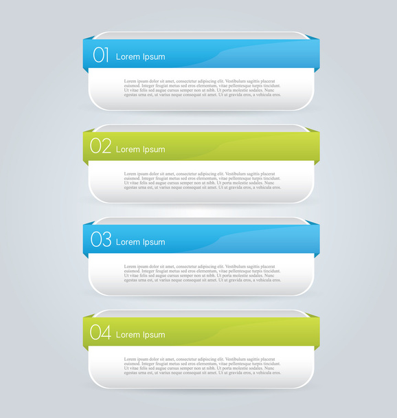 Business infographics template for presentation, education, web design, banners, brochures, flyers. Blue and green tabs. - Вектор,изображение