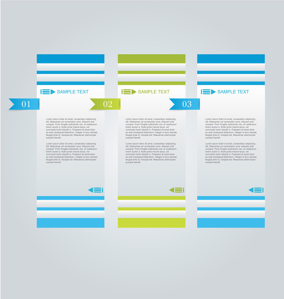 Business infographics template for presentation, education, web design, banners, brochures, flyers. Blue and green tabs. - Vector, Imagen