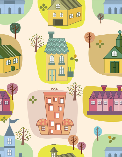 seamless house pattern - Vector, Image