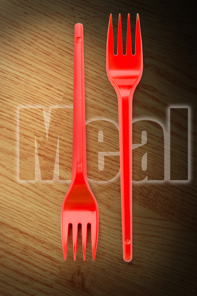 Tenedores de plástico rojo
 - Foto, Imagen