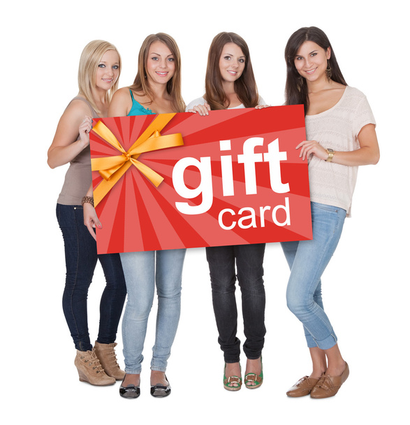 Group Of Women Holding Gift Card - Zdjęcie, obraz