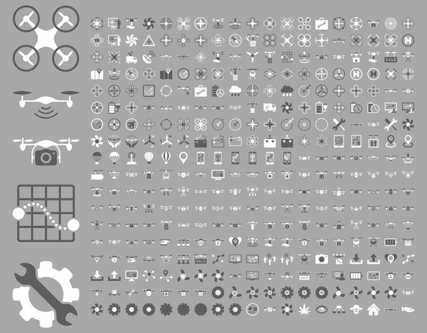 Air drones and quadcopter tools icons - Vector, Image