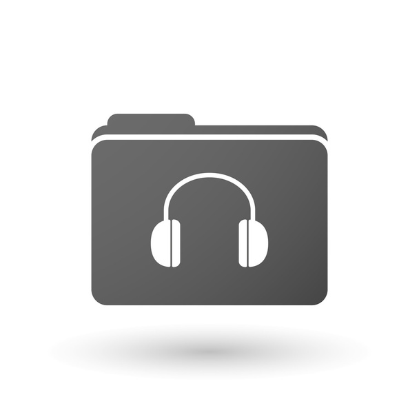 Isolated folder icon with a earphones - Vector, Image