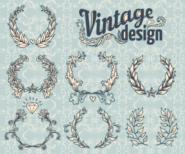 Set di elementi di design vintage. - Vettoriali, immagini