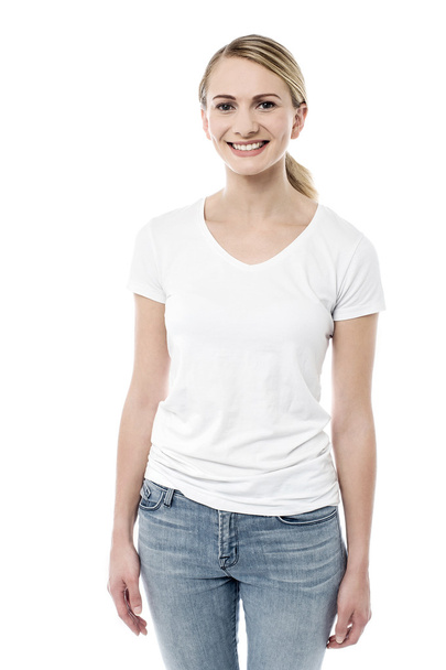 woman posing on white background - Foto, afbeelding