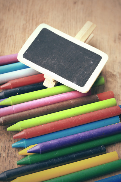 Wax crayons on wood vintage - Zdjęcie, obraz