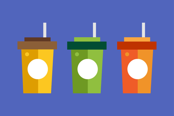 Fast food drinks pack set. Fruit drink logo icon template. Fresh, juice, coke, drink, yellow, splash, vegetarian, cold. Stock vector. - Vektor, obrázek