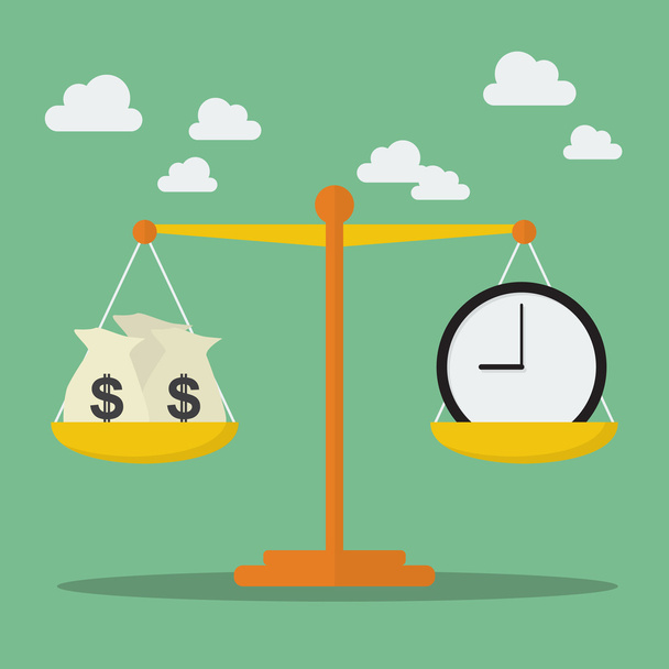 Money and Time balance on the scale - Vector, Image
