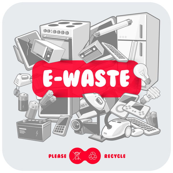 E-déchets gris avec panneau rouge
 - Vecteur, image