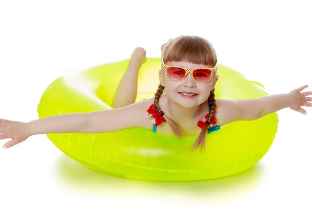 Girl in a lifebuoy - Photo, image