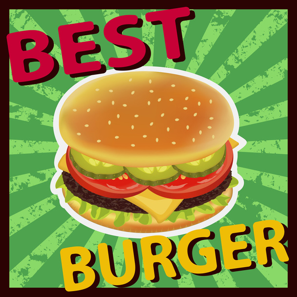 Cheeseburger beste Tomatenzwiebelgurke - Vektor, Bild
