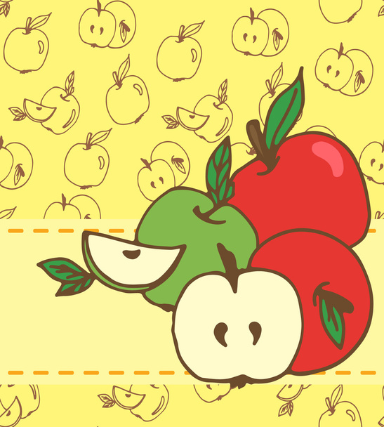 Cartão com maçãs verdes e vermelhas
 - Vetor, Imagem