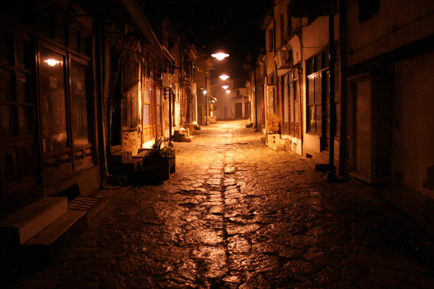 Stará ulice v noci - Fotografie, Obrázek