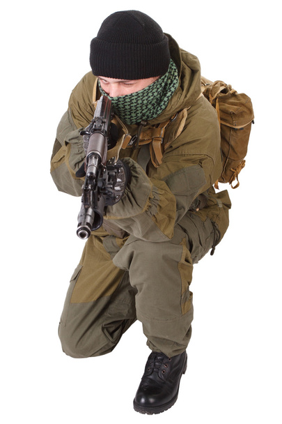 insurgent wearing shemagh with kalashnikov rifle - Photo, Image