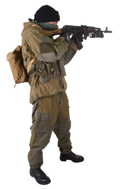 Insurgent wearing shemagh with kalashnikov rifle - Foto, imagen