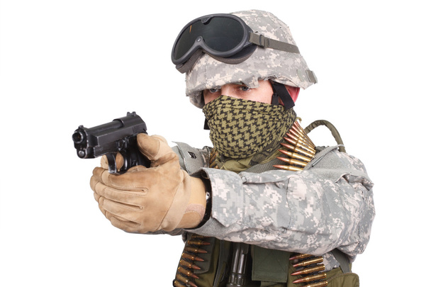 US soldier with handgun - Photo, image