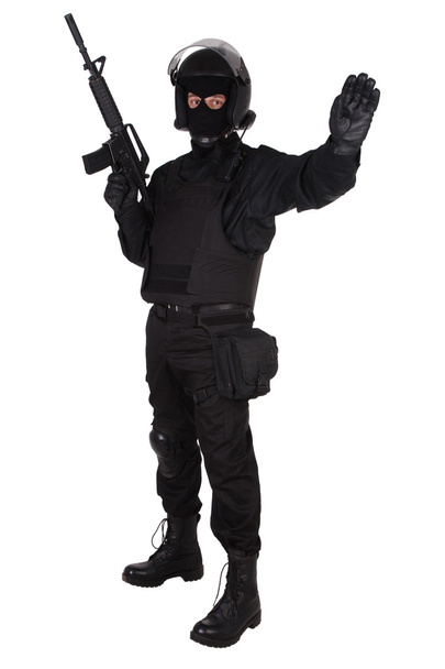SWAT officer in black uniform - Foto, Imagen