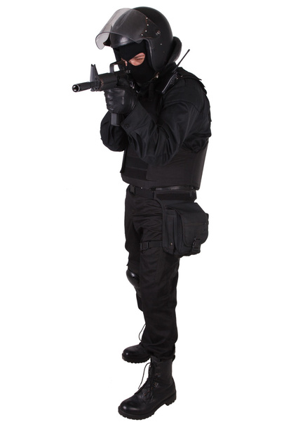 SWAT officer in black uniform - Photo, Image