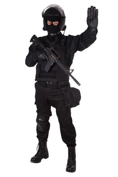 SWAT officer in black uniform - Foto, Imagem