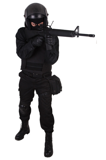 SWAT officer in black uniform - Foto, imagen