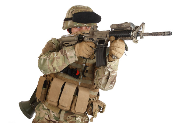 Soldier with assault rifle - Foto, Imagem