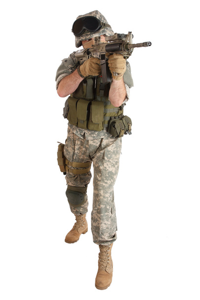 US soldier with assault rifle - 写真・画像