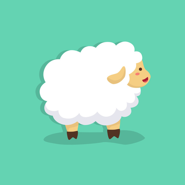 Cute Sheep in Tosca Green Background - Vector, Image