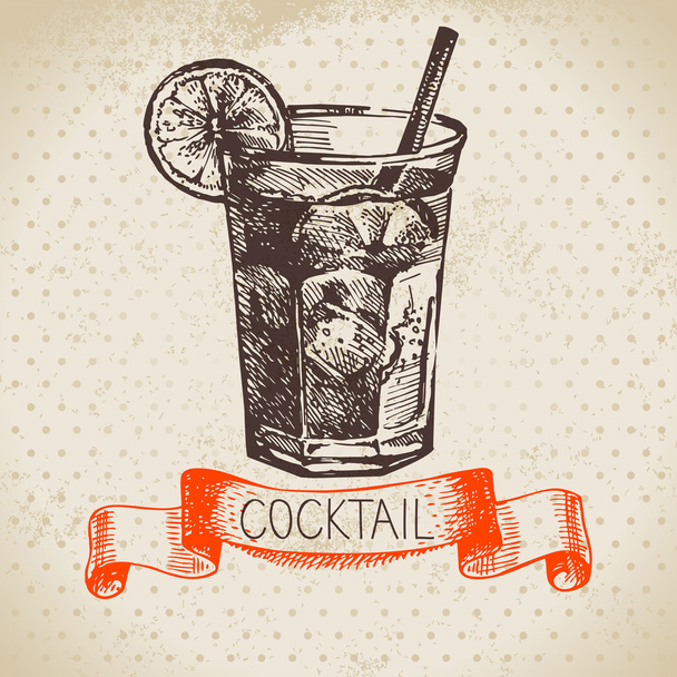 Hand drawn sketch cocktail - Vector, Image