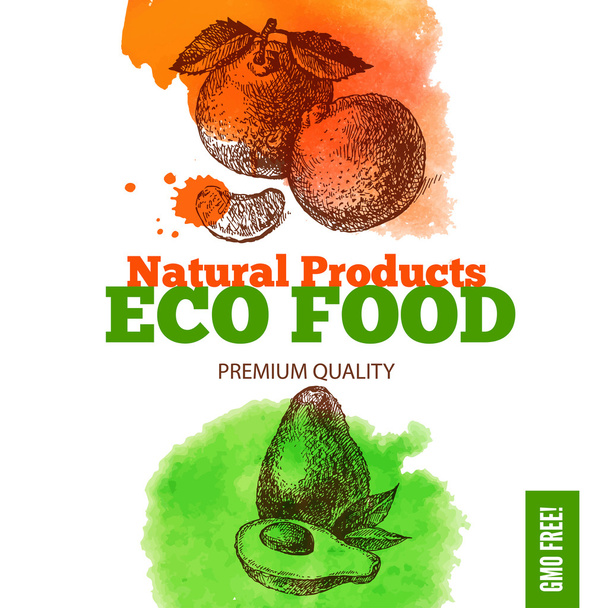 Eco voedsel menuachtergrond. - Vector, afbeelding