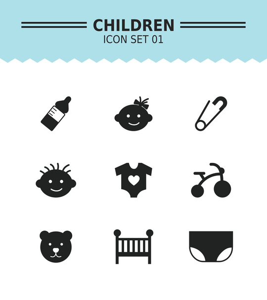 Niños iconos
 - Vector, Imagen