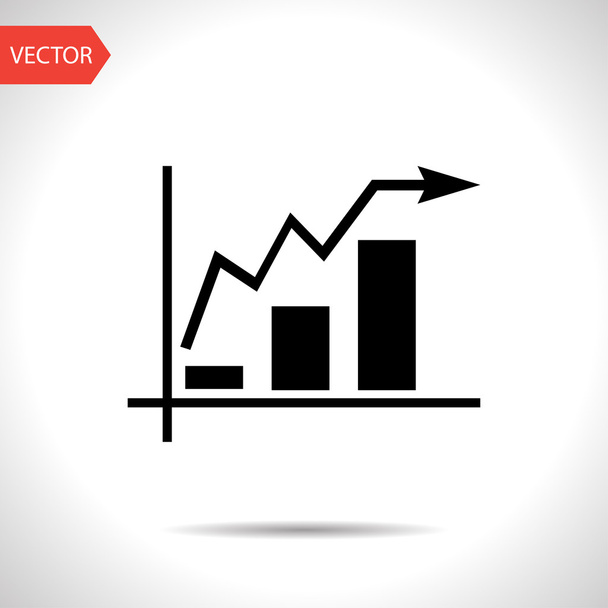 Growing bars graphic icon with rising arrow - Vecteur, image