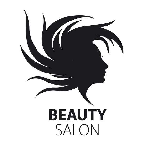 vektorové logo dívka s létáním vlasy pro kosmetický salón - Vektor, obrázek