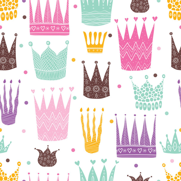Princess crown seamless pattern - Vector, Image
