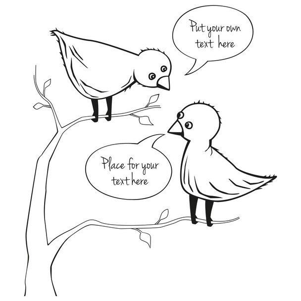 Two Birds Talking - Vector, Image