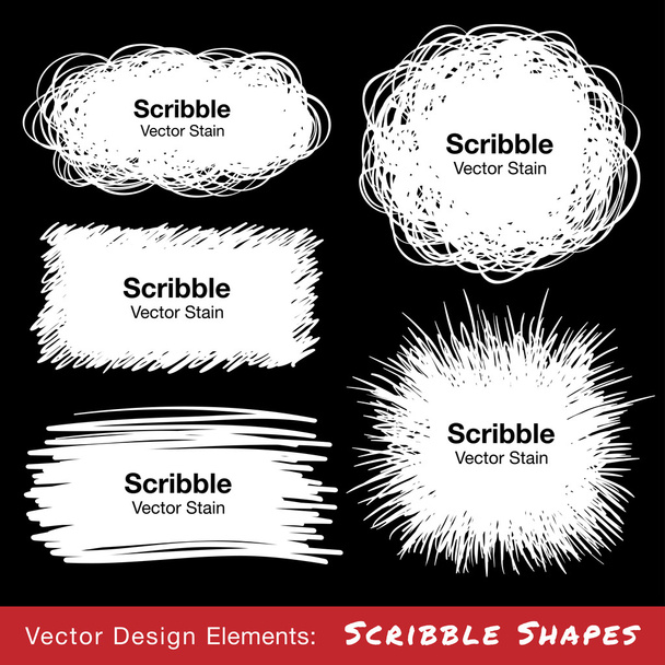Set of White Hand Drawn Scribble Shapes - Vector, Image