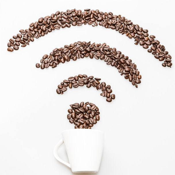 Coffee wifi symbol - Fotoğraf, Görsel