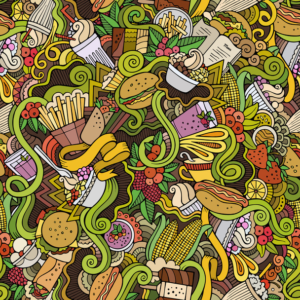 Cartoon vector disegnato a mano Doodles sul tema del fast food
  - Vettoriali, immagini