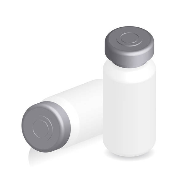 Illustration of ampules, bottles, vials isolated on white backgr - Vector, Image