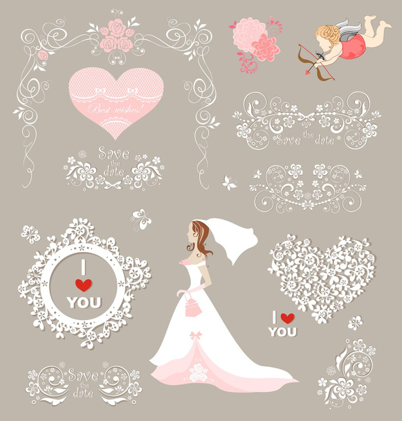 Collection for wedding design - Vector, imagen