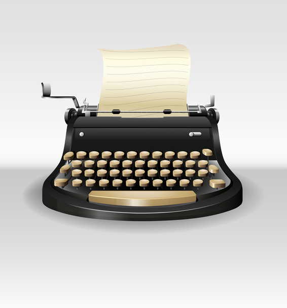 Preto retro máquina de escrever com papel
 - Vetor, Imagem