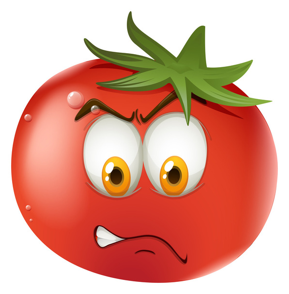 顔とフレッシュ トマト - ベクター画像