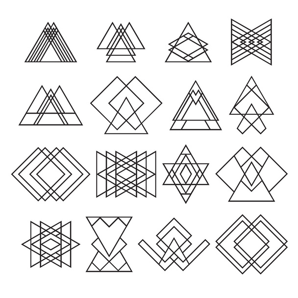 Set of trendy hipster geometric shapes. Geometric logotypes or i - Vector, Image