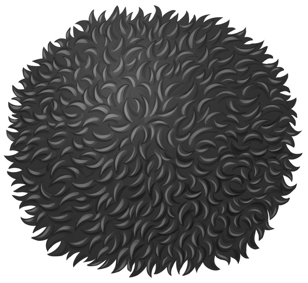 Черный пушистый шар на белом
 - Вектор,изображение