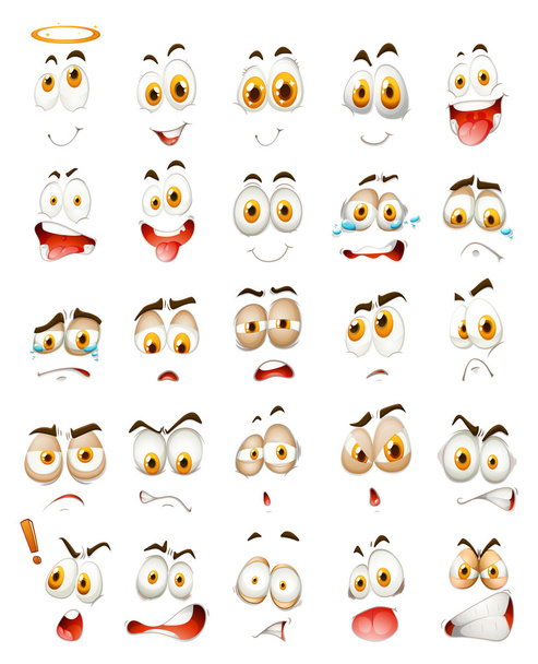 Conjunto de emociones faciales
 - Vector, imagen
