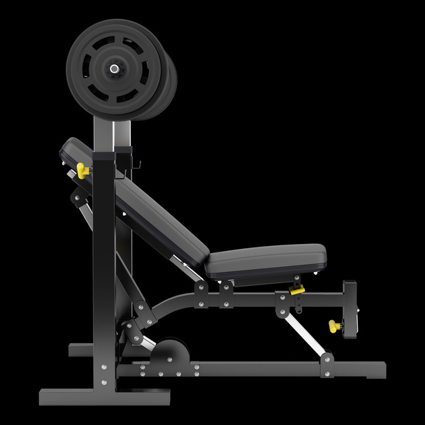 spor salonu ayarlanabilir ağırlık tezgah üzerinde siyah backg izole barbell ile - Fotoğraf, Görsel