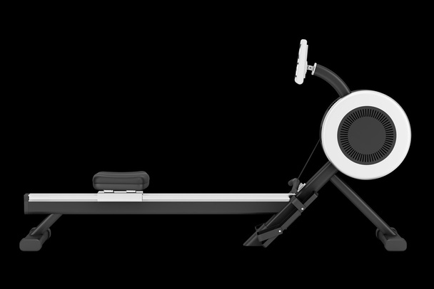 siłownia Wiosłowanie maszyna na białym tle na czarnym tle - Zdjęcie, obraz