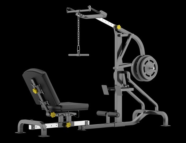 μηχανή γυμναστήριο μοχλό που απομονώνονται σε μαύρο φόντο - Φωτογραφία, εικόνα